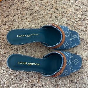 Louis Vuitton Blue Denim Women's Slide Sandals